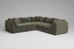 Utopia - 5 Piece - Rearrangeable Modular Sofa, Luxe Woven Velvet / Pine / Casual Trim - thumbnail 4