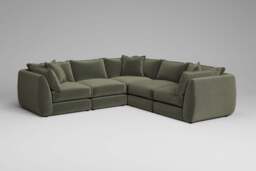 Utopia - 5 Piece - Rearrangeable Modular Sofa, Luxe Woven Velvet / Pine / Casual Trim - thumbnail 2