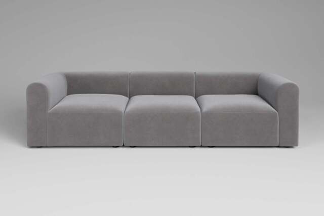 Aura - 3 Piece - Rearrangeable Modular Sofa, Brushed Wool Feel / Pewter - image 1