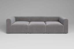 Aura - 3 Piece - Rearrangeable Modular Sofa, Brushed Wool Feel / Pewter - thumbnail 1