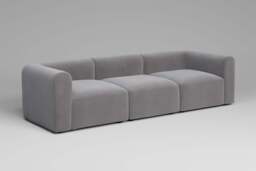 Aura - 3 Piece - Rearrangeable Modular Sofa, Brushed Wool Feel / Pewter - thumbnail 2