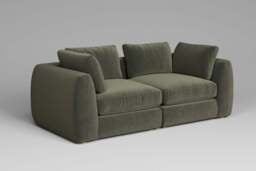 Zen - 2 Piece - Rearrangeable Modular Sofa, Luxe Woven Velvet / Pine / Full-Width Back Cushions - thumbnail 3