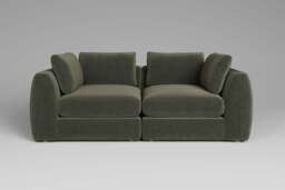 Zen - 2 Piece - Rearrangeable Modular Sofa, Luxe Woven Velvet / Pine / Full-Width Back Cushions - thumbnail 2