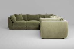 Utopia - 5 Piece - Rearrangeable Modular Sofa, Soft Touch Velvet / Cinnamon / Tailored Trim - thumbnail 4