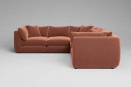 Utopia - 5 Piece - Rearrangeable Modular Sofa, Soft Touch Velvet / Cinnamon / Tailored Trim - thumbnail 6