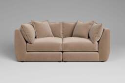 Utopia - 2 Piece - Rearrangeable Modular Sofa, Soft Touch Velvet / Soft Mink / Casual Trim