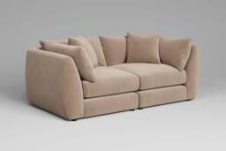 Utopia - 2 Piece - Rearrangeable Modular Sofa, Soft Touch Velvet / Soft Mink / Casual Trim - thumbnail 3
