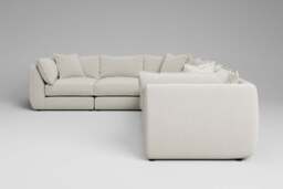 Utopia - 6 Piece - Rearrangeable Modular Sofa, Luxe Woven Velvet / Snow / Casual Trim - thumbnail 1