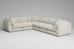 Utopia - 6 Piece - Rearrangeable Modular Sofa, Luxe Woven Velvet / Snow / Casual Trim - thumbnail 4