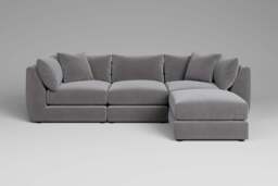 Utopia - 3 Piece with Footstool - Rearrangeable Modular Sofa, Brushed Wool Feel / Pewter / Tailored Trim - thumbnail 6
