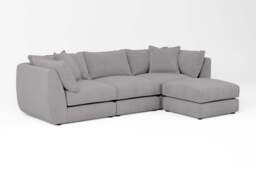 Utopia - 3 Piece with Footstool - Rearrangeable Modular Sofa, Brushed Wool Feel / Pewter / Tailored Trim - thumbnail 3