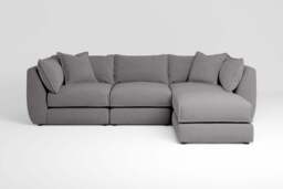 Utopia - 3 Piece with Footstool - Rearrangeable Modular Sofa, Brushed Wool Feel / Pewter / Tailored Trim - thumbnail 2