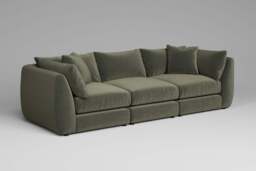 Utopia - 3 Piece - Rearrangeable Modular Sofa, Luxe Woven Velvet / Pine / Tailored Trim