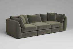 Utopia - 3 Piece - Rearrangeable Modular Sofa, Luxe Woven Velvet / Pine / Tailored Trim - thumbnail 3