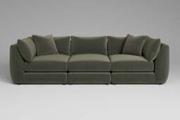 Utopia - 3 Piece - Rearrangeable Modular Sofa, Luxe Woven Velvet / Pine / Tailored Trim - thumbnail 5