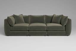 Utopia - 3 Piece - Rearrangeable Modular Sofa, Luxe Woven Velvet / Pine / Tailored Trim - thumbnail 2