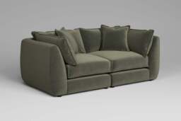 Utopia - 2 Piece - Rearrangeable Modular Sofa, Luxe Woven Velvet / Pine / Casual Trim - thumbnail 2