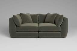 Utopia - 2 Piece - Rearrangeable Modular Sofa, Luxe Woven Velvet / Pine / Casual Trim - thumbnail 5