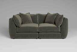 Utopia - 2 Piece - Rearrangeable Modular Sofa, Luxe Woven Velvet / Pine / Casual Trim - thumbnail 1