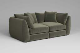 Utopia - 2 Piece - Rearrangeable Modular Sofa, Luxe Woven Velvet / Pine / Casual Trim - thumbnail 4