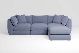 Utopia - 3 Piece with Footstool - Rearrangeable Modular Sofa, Brushed Wool Feel / Denim / Casual Trim - thumbnail 1