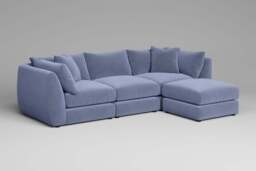 Utopia - 3 Piece with Footstool - Rearrangeable Modular Sofa, Brushed Wool Feel / Denim / Casual Trim - thumbnail 5