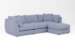 Utopia - 3 Piece with Footstool - Rearrangeable Modular Sofa, Brushed Wool Feel / Denim / Casual Trim - thumbnail 2