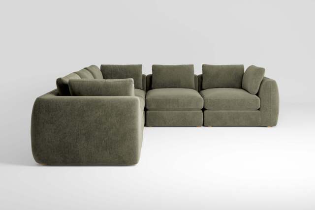 Zen - 5 Piece Corner - Rearrangeable Modular Sofa, Cotton Blend / Jade / Standard Back Cushions - image 1