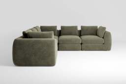 Zen - 5 Piece Corner - Rearrangeable Modular Sofa, Cotton Blend / Jade / Standard Back Cushions
