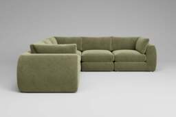 Zen - 5 Piece Corner - Rearrangeable Modular Sofa, Cotton Blend / Jade / Standard Back Cushions - thumbnail 4