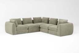 Zen - 5 Piece Corner - Rearrangeable Modular Sofa, Cotton Blend / Jade / Standard Back Cushions - thumbnail 2
