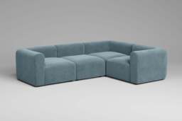 Aura - 4 Piece - Rearrangeable Modular Sofa, Cotton Blend / Topaz - thumbnail 3