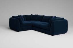 Utopia - 4 Piece - Rearrangeable Modular Sofa, Soft Touch Velvet / Royal Blue / Tailored Trim