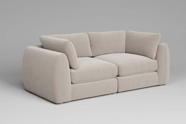Zen - 2 Piece - Rearrangeable Modular Sofa, Plush Chenille / Chalk / Full-Width Back Cushions - image 1