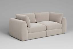 Zen - 2 Piece - Rearrangeable Modular Sofa, Plush Chenille / Chalk / Full-Width Back Cushions - thumbnail 1