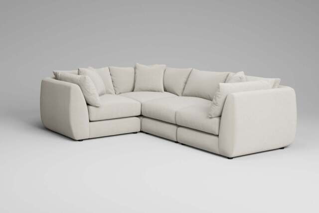 Utopia - 4 Piece - Rearrangeable Modular Sofa, Luxe Woven Velvet / Snow / Tailored Trim - image 1