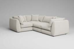 Utopia - 4 Piece - Rearrangeable Modular Sofa, Luxe Woven Velvet / Snow / Tailored Trim - thumbnail 3