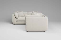 Utopia - 4 Piece - Rearrangeable Modular Sofa, Luxe Woven Velvet / Snow / Tailored Trim - thumbnail 2