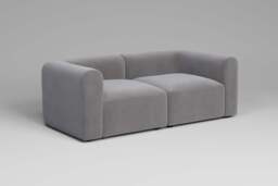 Aura - 2 Piece - Rearrangeable Modular Sofa, Brushed Wool Feel / Pewter - thumbnail 3