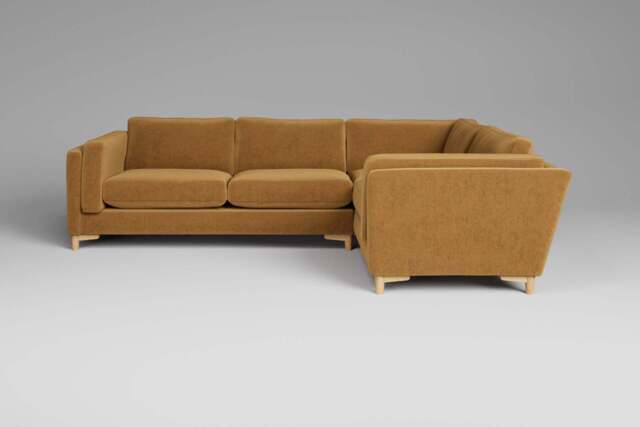 Fusion - Small Corner Sofa, Luxe Woven Velvet / Old Gold