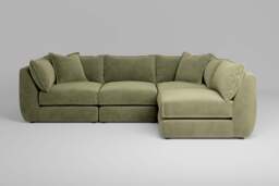 Utopia - 4 Piece Open End - Rearrangeable Modular Sofa, Soft Touch Velvet / Cinnamon / Casual Trim - thumbnail 4