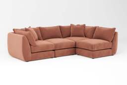 Utopia - 4 Piece Open End - Rearrangeable Modular Sofa, Soft Touch Velvet / Cinnamon / Casual Trim - thumbnail 2