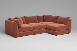 Utopia - 4 Piece Open End - Rearrangeable Modular Sofa, Soft Touch Velvet / Cinnamon / Casual Trim - thumbnail 6