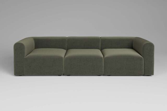 Aura - 3 Piece - Rearrangeable Modular Sofa, Luxe Woven Velvet / Pine - image 1