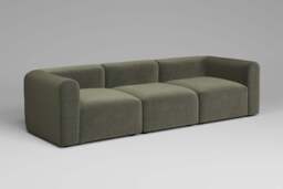 Aura - 3 Piece - Rearrangeable Modular Sofa, Luxe Woven Velvet / Pine - thumbnail 3