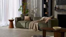 Aura - 3 Piece - Rearrangeable Modular Sofa, Luxe Woven Velvet / Pine - thumbnail 2