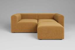 Aura - 2 Piece with Footstool - Rearrangeable Modular Sofa, Luxe Woven Velvet / Old Gold