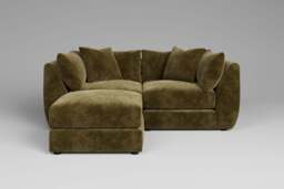 Utopia - 2 Piece with Footstool - Rearrangeable Modular Sofa, Soft Woven Chenille / Olive / Tailored Trim - thumbnail 5