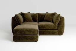 Utopia - 2 Piece with Footstool - Rearrangeable Modular Sofa, Soft Woven Chenille / Olive / Tailored Trim - thumbnail 2