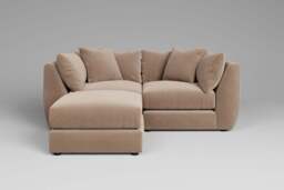Utopia - 2 Piece with Footstool - Rearrangeable Modular Sofa, Soft Touch Velvet / Soft Mink / Tailored Trim - thumbnail 4